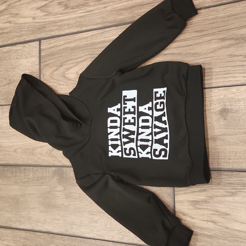Black Hoodie with White Text